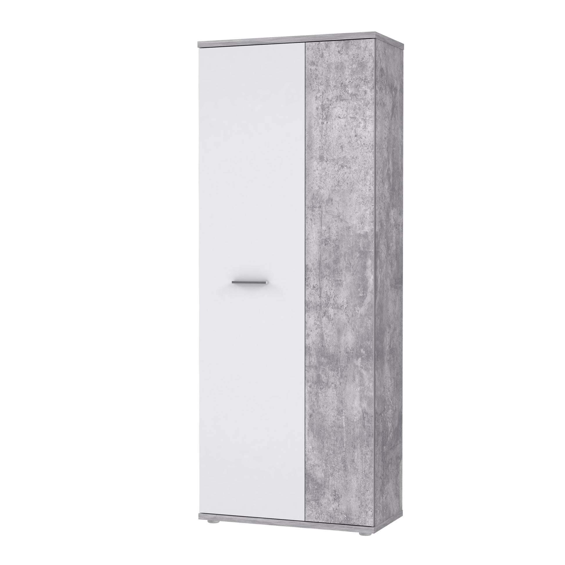 Variant Multipurpose White and Grey Tall 2 Door Storage Utility Cupboard - FurniComp