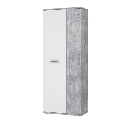 Variant Multipurpose White and Grey Tall 2 Door Storage Utility Cupboard - FurniComp