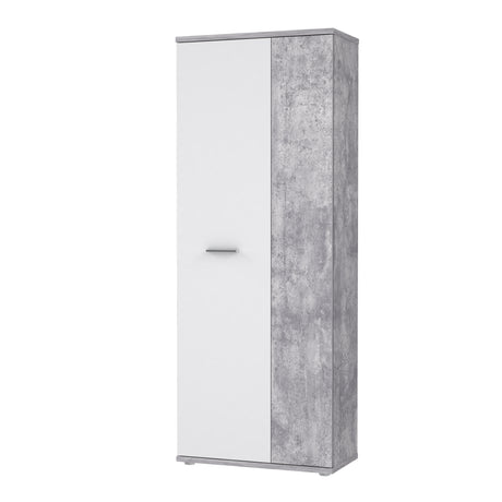 Variant Multipurpose White and Grey Tall 2 Door Utility Shoe Storage Cupboard - FurniComp