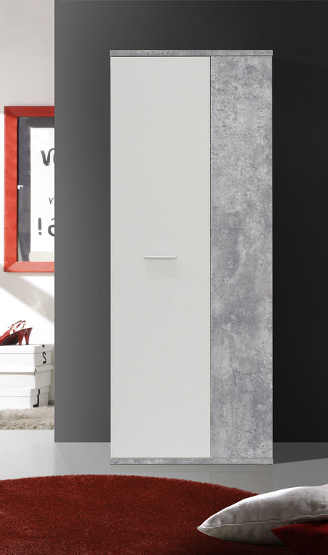 Variant Multipurpose White and Grey Tall 2 Door Utility Shoe Storage Cupboard - FurniComp