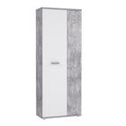 Variant Multipurpose White and Grey Tall 2 Door Utility Shoe Storage Cupboard - FurniComp