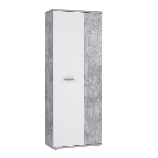 Variant Multipurpose White and Grey Tall 2 Door Storage Utility Cupboard - FurniComp