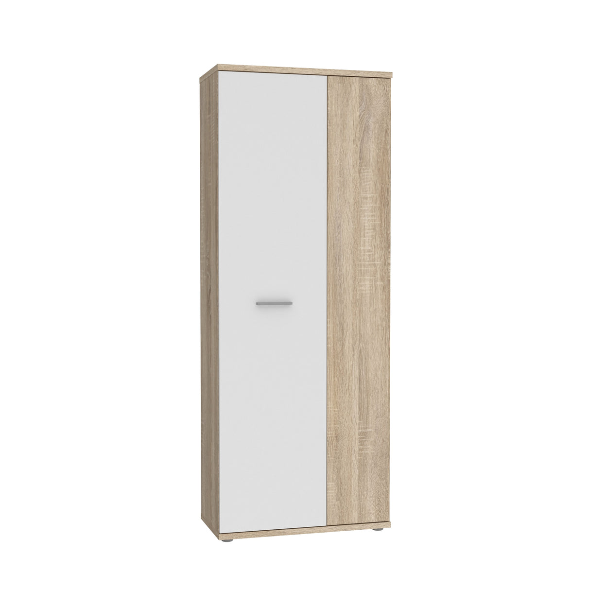 Variant Multipurpose White and Oak Tall 2 Door Broom Utility Cupboard - FurniComp