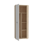 Variant Multipurpose White and Oak Tall 2 Door Broom Utility Cupboard - FurniComp