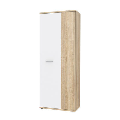 Variant Multipurpose White and Oak Tall 2 Door Storage Utility Cupboard - FurniComp