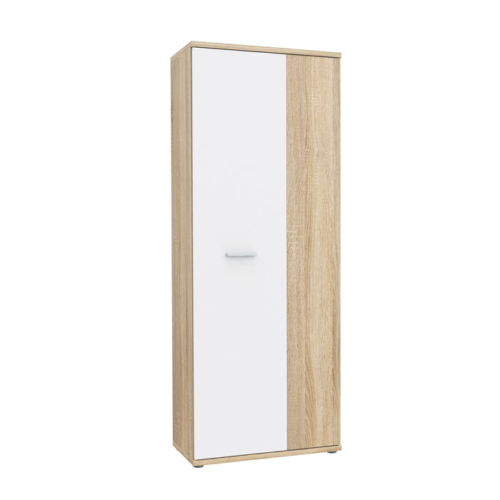 Variant Multipurpose White and Oak Tall 2 Door Storage Utility Cupboard - FurniComp