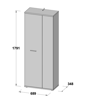 Variant Multipurpose White and Oak Tall 2 Door Storage Utility Cupboard - FurniComp