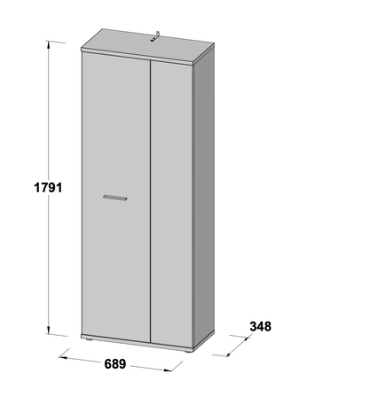 Variant Multipurpose White and Grey Tall 2 Door Storage Utility Cupboard - FurniComp