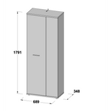 Variant Multipurpose White and Oak Tall 2 Door Broom Utility Cupboard - FurniComp