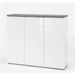 Veneto 3 Door Large White Gloss & Black Marble Shoe Cabinet - FurniComp