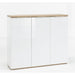 Veneto 3 Door Large White Gloss & Rivera Oak Shoe Cabinet - FurniComp