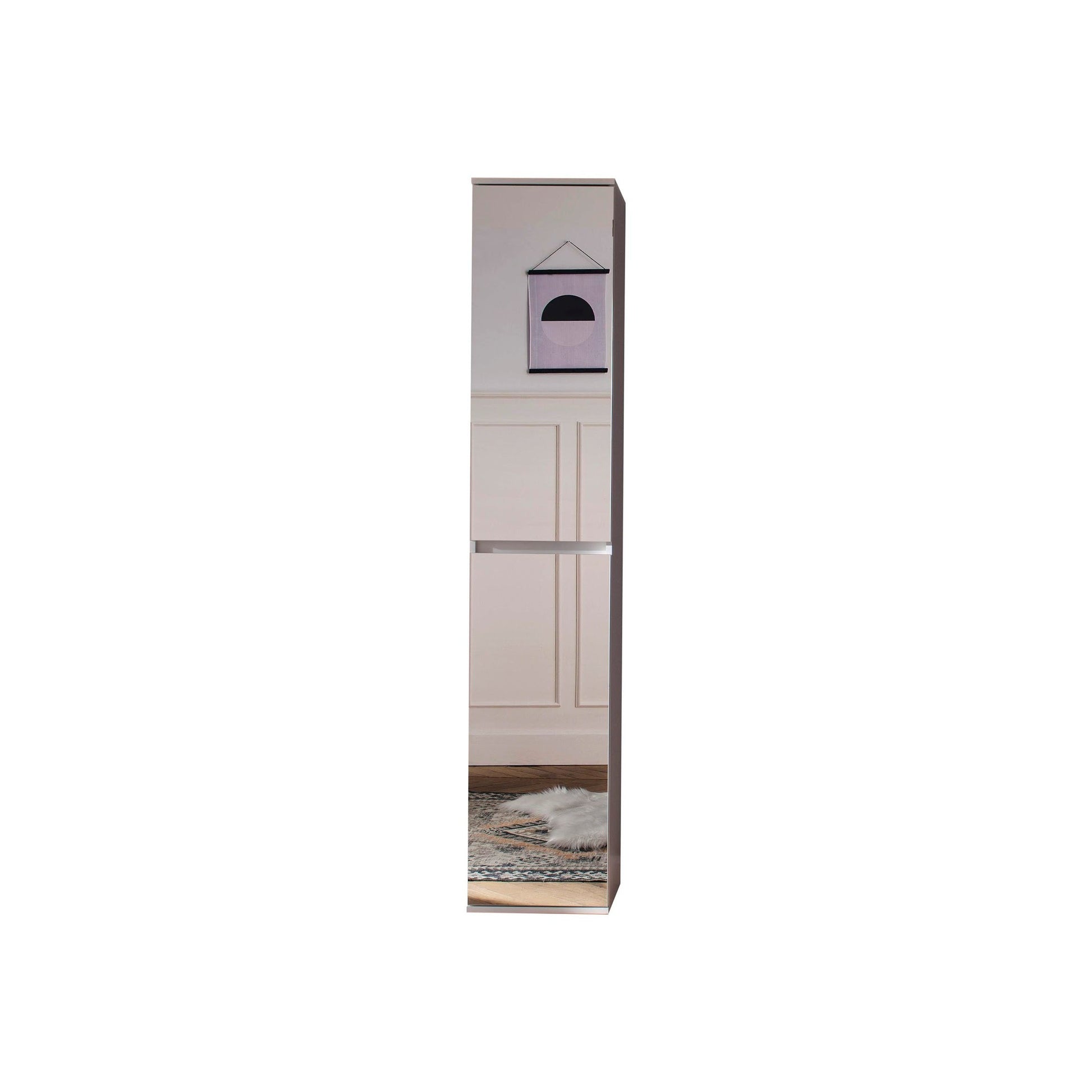 Vida Multipurpose Tall 2 Door Mirrored Storage Utility Cupboard - FurniComp
