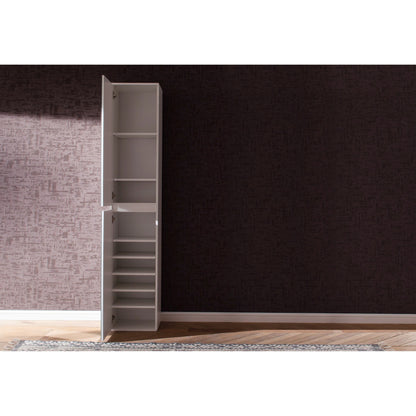 Vida Multipurpose Tall 2 Door Mirrored Storage Utility Cupboard - FurniComp