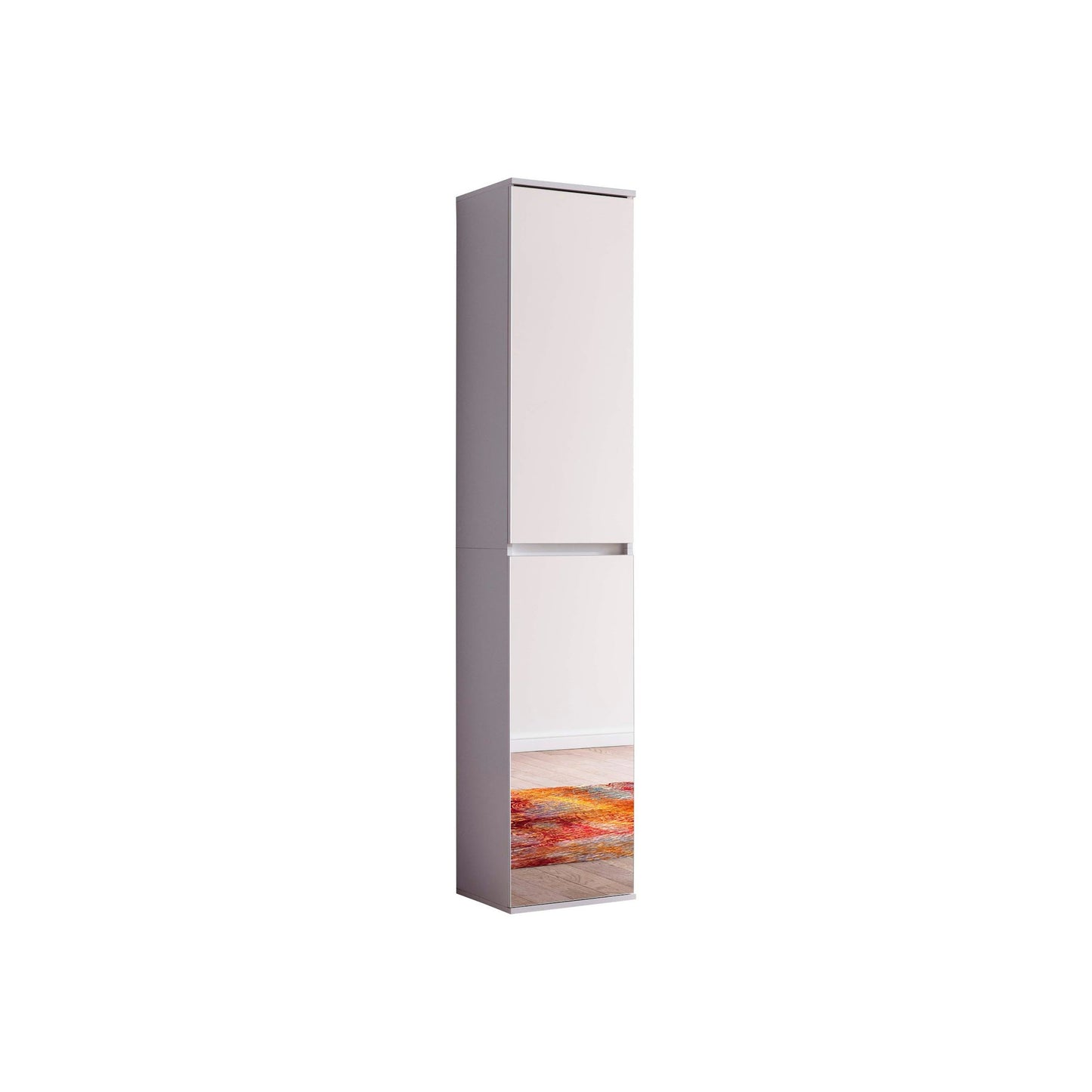 Vida Multipurpose Tall 2 Door Mirrored Storage Utility Cupboard - FurniComp