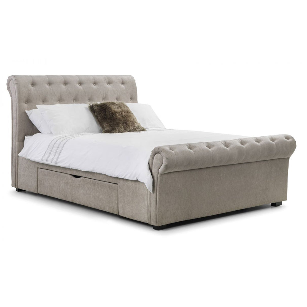 Vieste Mink Chenille Fabric 2 Drawer Bed - FurniComp
