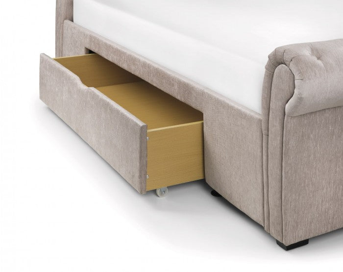 Vieste Mink Chenille Fabric 2 Drawer Bed - FurniComp