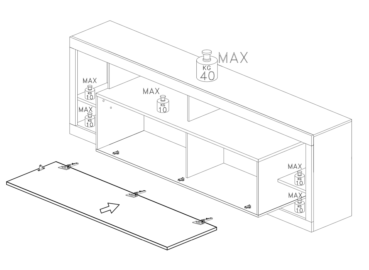 Viola 1 Door 172cm White Gloss and Concrete Grey TV Stand Up To 75 Inch - FurniComp