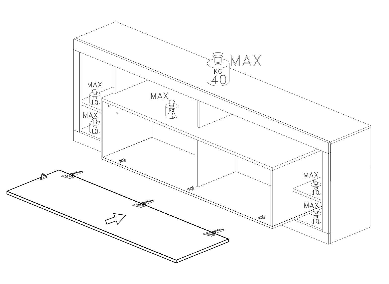 Viola 1 Door 172cm White Gloss and Concrete Grey TV Stand Up To 75 Inch - FurniComp