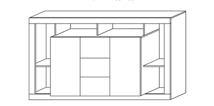 Viola 2 Door 3 Drawer 172cm White Gloss and Concrete Grey Sideboard - FurniComp