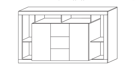Viola 2 Door 3 Drawer 172cm White Gloss and Concrete Grey Sideboard - FurniComp
