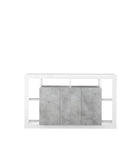 Viola 3 Door 172cm White Gloss and Concrete Grey Sideboard - FurniComp