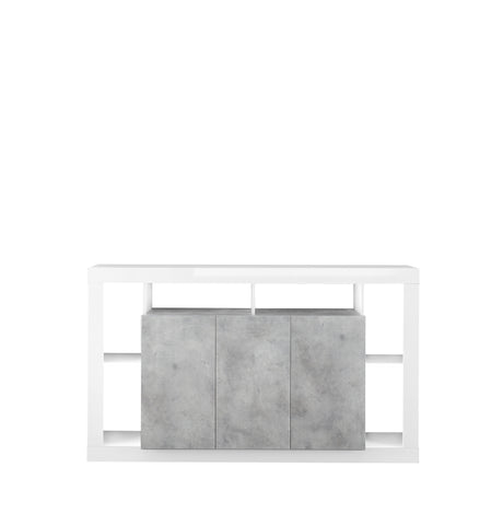 Viola 3 Door 172cm White Gloss and Concrete Grey Sideboard - FurniComp