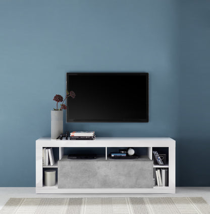 Viola 1 Door 172cm White Gloss and Concrete Grey TV Stand Up To 75 Inch - FurniComp