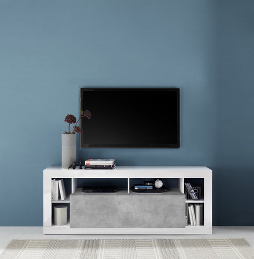 Viola White Gloss and Concrete Grey 172cm TV Stand Up To 75 Inch - FurniComp