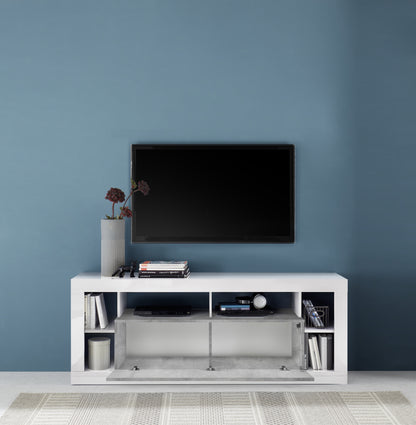 Viola 1 Door 172cm White Gloss and Concrete Grey TV Stand Up To 75 Inch - FurniComp