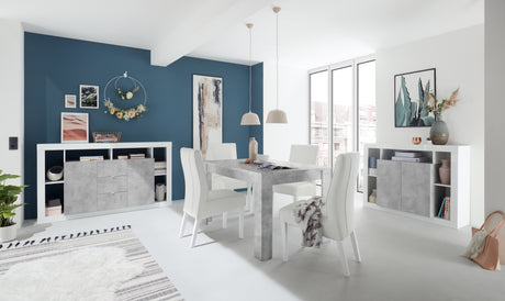Viola 3 Door 172cm White Gloss and Concrete Grey Sideboard - FurniComp