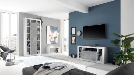 Viola 3 Door 172cm White Gloss and Concrete Grey Sideboard - FurniComp