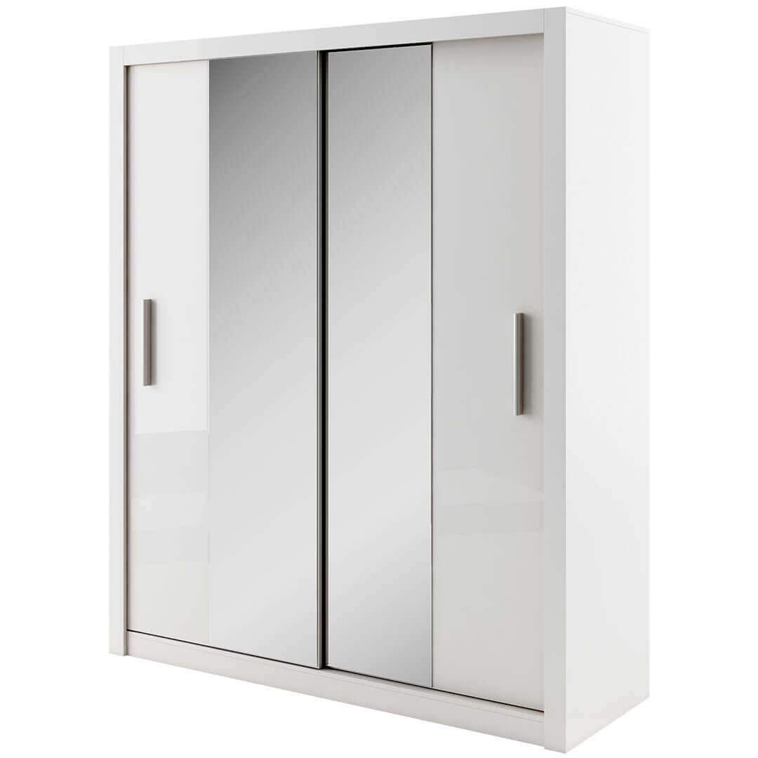 Austin 2 Door White 180cm Mirrored Sliding Door Wardrobe AU-03 - FurniComp