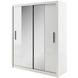 Austin 2 Door White 180cm Mirrored Sliding Door Wardrobe AU-03 - FurniComp