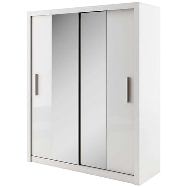 Austin 2 Door White 180cm Mirrored Sliding Door Wardrobe AU-03 - FurniComp