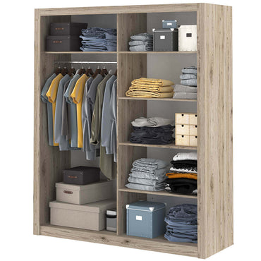 Austin 2 Door Oak 180cm Mirrored Sliding Door Wardrobe AU-03 - FurniComp