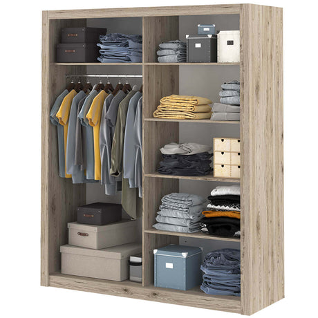 Austin 2 Door Oak 180cm Mirrored Sliding Door Wardrobe AU-03 - FurniComp