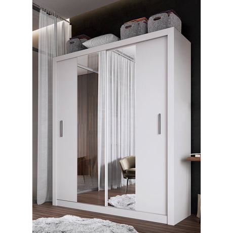 Austin 2 Door White 180cm Mirrored Sliding Door Wardrobe AU-03 - FurniComp