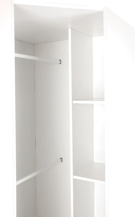 Mia 1 Door White and Oak Corner Wardrobe - FurniComp