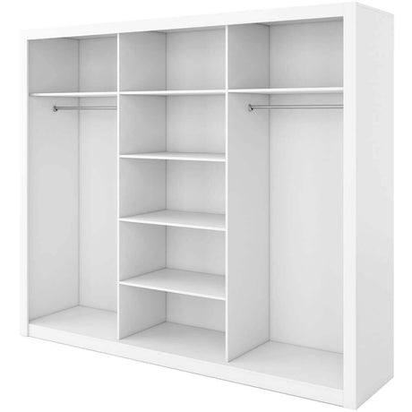 Austin White 3 Door 250cm Mirrored Sliding Door Wardrobe AU-01 - FurniComp