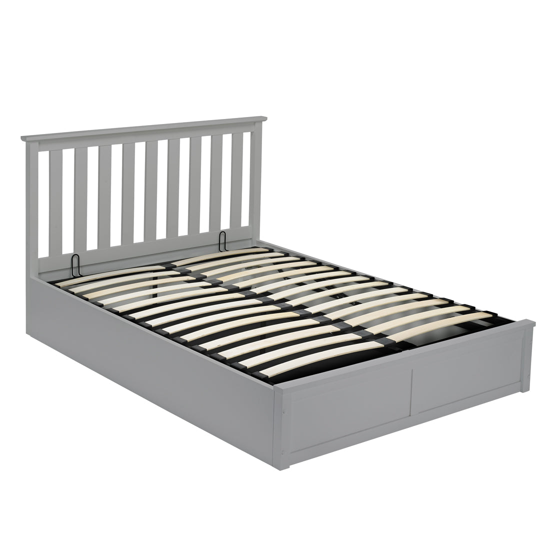 Windsor Grey Shaker Style Wooden Ottoman Lift Up Storage Bed - FurniComp