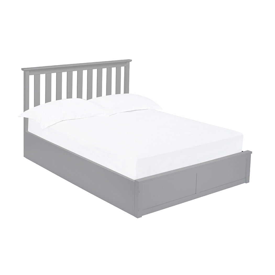 Windsor Grey Shaker Style Wooden Ottoman Lift Up Storage Bed - FurniComp