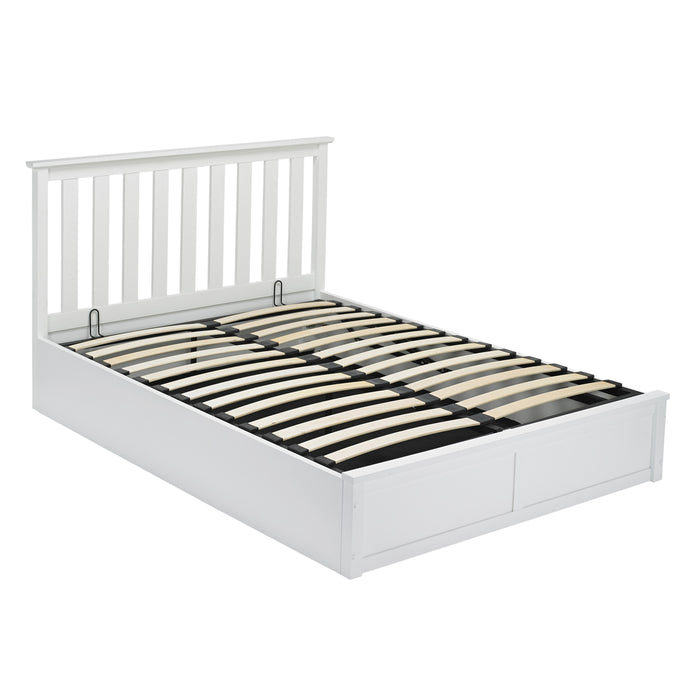 Windsor White Shaker Style Wooden Ottoman Lift Up Storage Bed - FurniComp