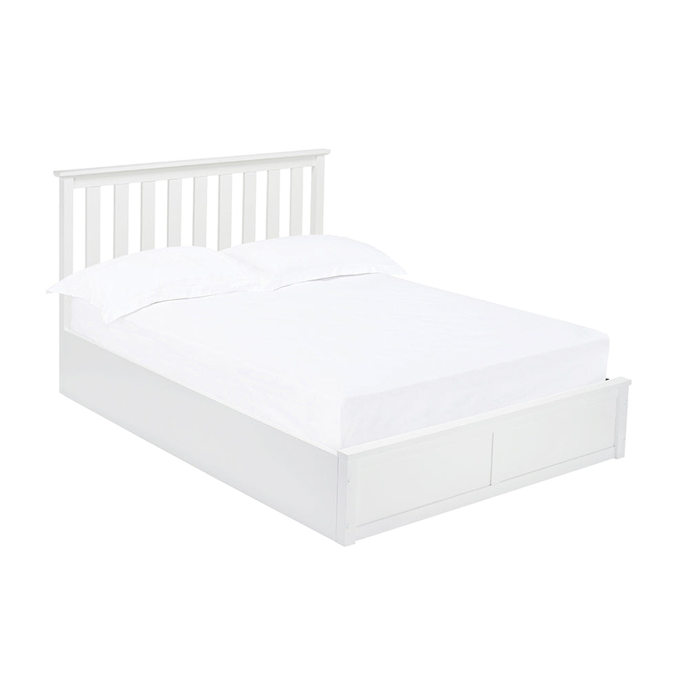 Windsor White Shaker Style Wooden Ottoman Lift Up Storage Bed - FurniComp