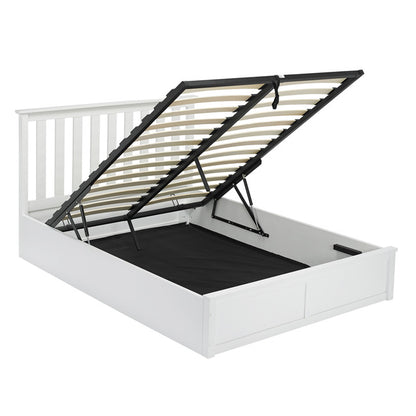 Windsor White Shaker Style Wooden Ottoman Lift Up Storage Bed - FurniComp