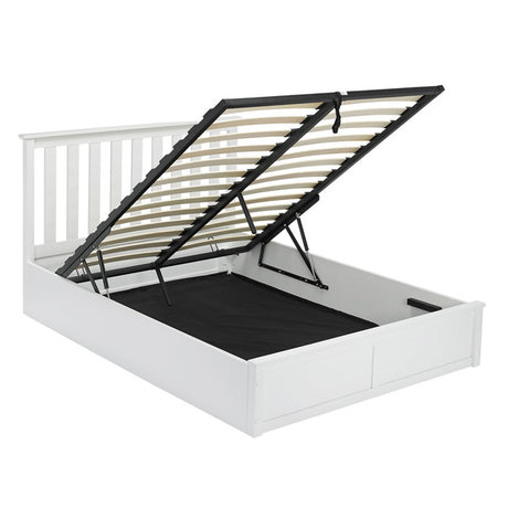 Windsor White Shaker Style Wooden Ottoman Lift Up Storage Bed - FurniComp