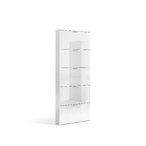 Zapper 5 Door Matte White Tall Shoe Storage Cupboard - FurniComp