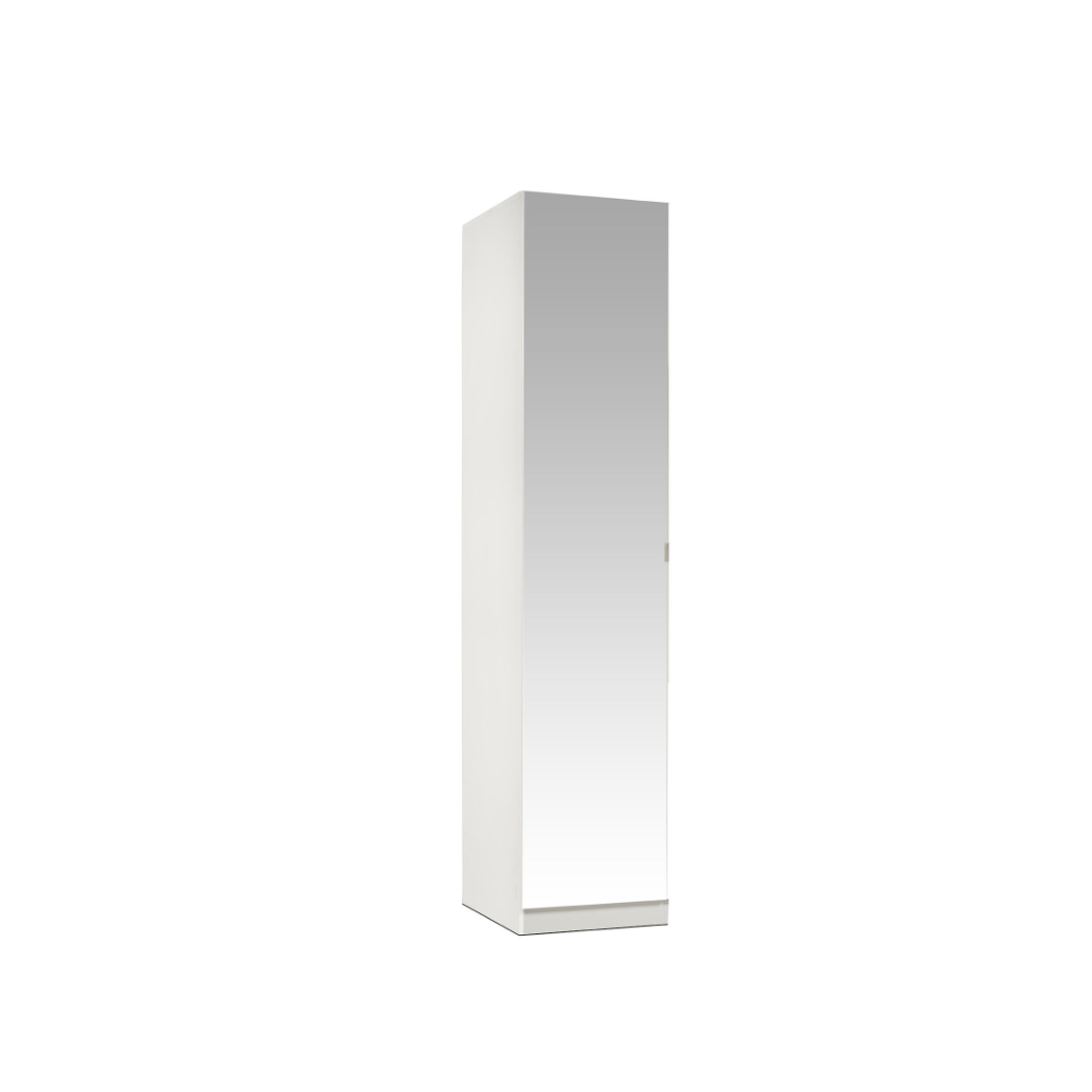 Zoe 1 Door White Mirrored Wardrobe - FurniComp