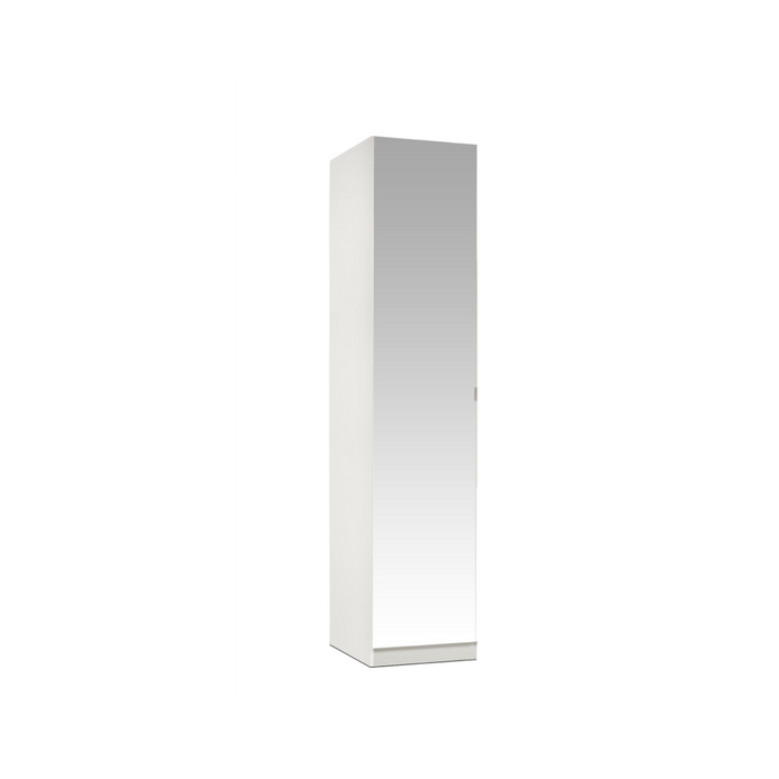 Zoe 1 Door White Mirrored Wardrobe - FurniComp