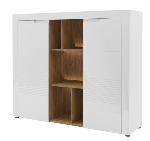Aspire Large White Gloss Sideboard With Bookcase - FurniComp