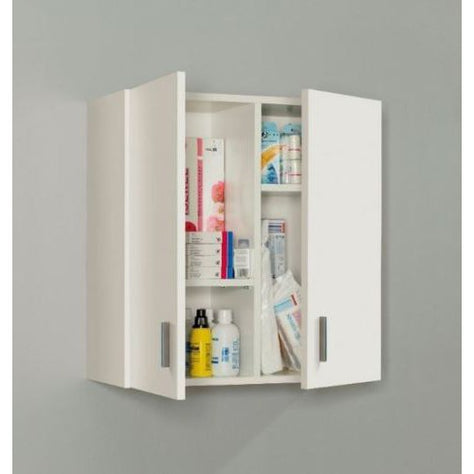 Universal Multi-Use White 2 Door Wall Mounted Storage Utility Cupboard Cabinet - FurniComp